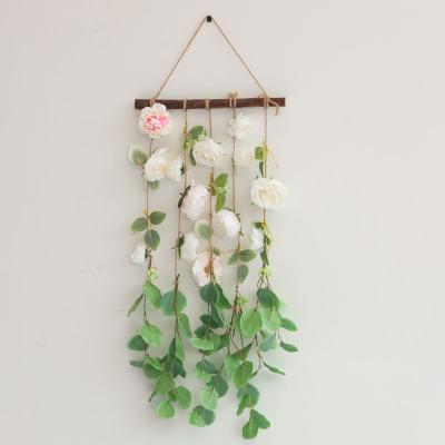 China Artificial Minimalist Bohemia Eucalyptus Green Leaf Flower Peony Wall Hanging Decoration for Home Decor and Natural Decoration for sale