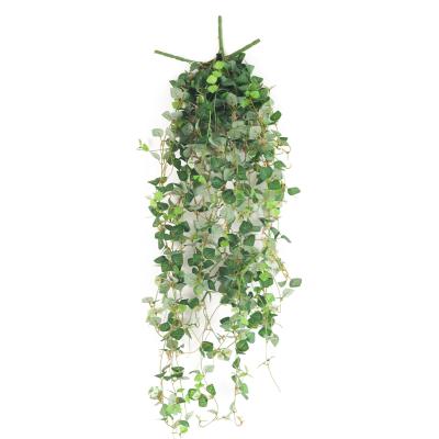 China Art Decor Artificial Wall Hanging Plants Fake Green Leaf Wall Hanging Silk Plastic For Home Office Room Greenery Decoration for sale