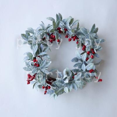 China Factory Supply High Quality Flower Decoration Lambs Ear Wreaths For Garland For Front Entrance Home Decorative Christmas And Halloween Decoration for sale