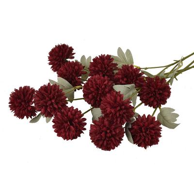 China Wholesale PLASTIC 3 Head Artificial Fake Flower Ball Single Silk Chrysanthemum for Home Office Interior and Wedding Party Decor for sale