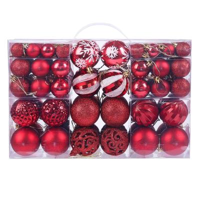 China Amazon Hot Sale 100pcs Christmas Mixed Set Wholesale Cheap Plastic Ball Plastic Christmas Ball Box For Christmas Ornament Decor for sale