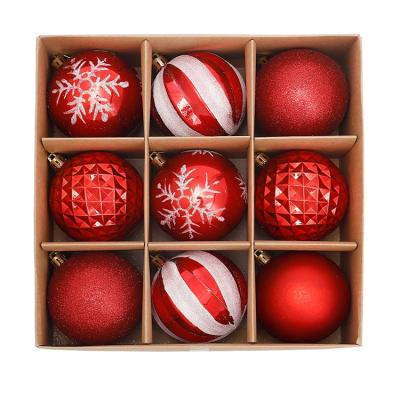 China Hot Sale 9pcs Amazon Christmas Ball Set Mixed Plastic Box of Plastic Christmas Ball 8cm Cheap For Christmas Ornament Decor for sale