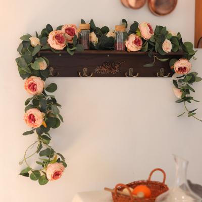 China Wholesale Art Decor Artificial Flower Vine Vintage Eucalyptus Garland with Silk Fake Peony for Party Wedding and Home Decor for sale