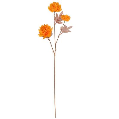 China Single French Three Headed Marigold Artificial Fake Flower SILK Flower For Party And Wedding Supplies Fake Flower Decoration for sale