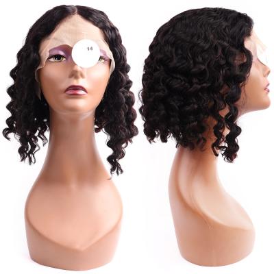 China Women's Curly Front Lace Wigs Brazilian Black volume woven headwear french t-shaped middle part real lace wig hair small for sale