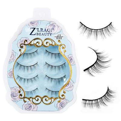 China 4 Pairs 3D Korea Long Natural Flower Eyelashes Brand Your Own Volumes Lashes Boxes With Tray False Faux Mink Eyelashes Private Label for sale