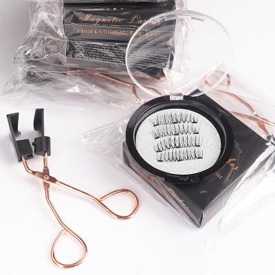 China Thick Magnetic Eyelashes With 3 Pieces 3d Magnets Wholesales Lashes Seller Silk Eyelashes No Need Glue for sale