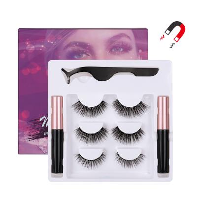 China 2021 Long Natural Magnetic Eyelashes Box Packaging 3 Pairs 25mm Mink Eyelash Magnetic Vendor for sale