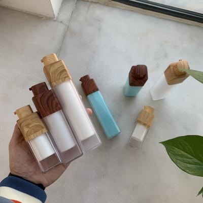 China 15ml 30ml 50ml Bamboo Cosmetic Airless Cosmetic Pump Bottle Airless Cosmetic Bottles for sale