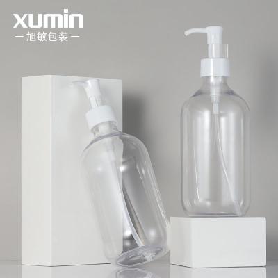 China BEAUTY PACKAGING 300ml 500ml Round Cosmetics Plastic Bottle Clear Lotion Pump Bottle For Personal Care Pack for sale