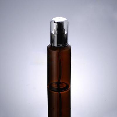 China 100ml Recyclable Luxury Black Slanted Shoulder Green Brown Pet Plastic Cosmetic Bottle With Clear Cover for sale