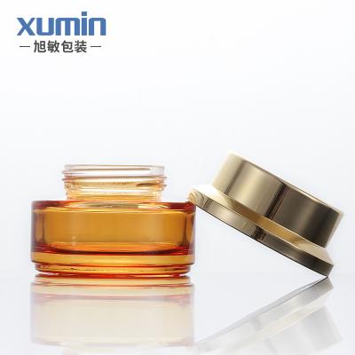 China Luxury Wholesale 50g Glass Cosmetic Jars Custom Glass Jar With Gold Lid With Cream Jar for sale