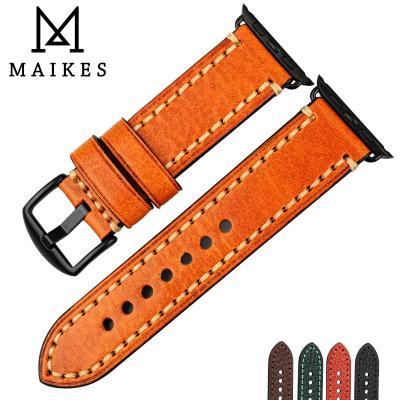 China MAIKES Genuine Leather Leather For Apple Watch Band 42mm 38mm 44m 40mm Watch Accessories Charm Watch Band Se Series 6 Straps for sale