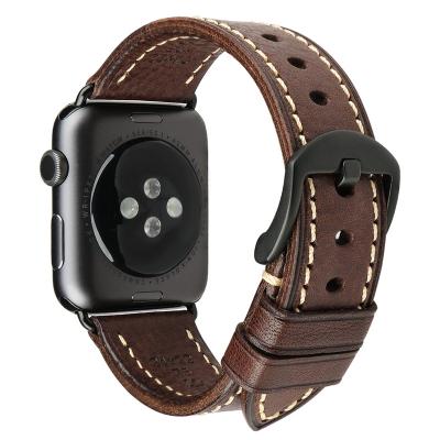 China Hot Selling Amazon Cow Leather Leather Top Band For Apple Watch Band With Original 1:1 Stainless Steel Adpater For iWatch 6/SE/5/4/3/2/1 for sale