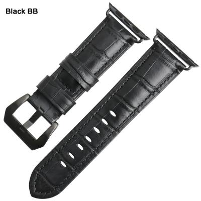 China Classic Crocodile Leather Pattern For iWatch Strap Amazon Hot Selling Luxury Men's Genuine Leather Watch Band For Apple Watch Bands for sale