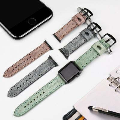 China MAIKES Special Leather Watch Band Leather Replacement For Apple Watch Band 44mm 40mm/42mm 38mm Series 6 Watchband 5 4 3 2 All Models for sale