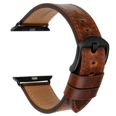 China Unique MAIKES Compatible For Apple Watch Band Strap 44mm 42mm 40mm 38mm, Genuine Leather Band For Apple Watch Series Se 6/5/4/3/2/1 for sale