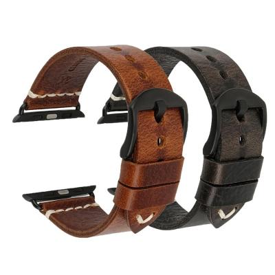 China Fashionable Compatible with Apple Watch Band 38mm 40mm 42mm 44mm, Top Grain Leather Watchband for iWatch Series Se 6 Strap 5 4 3 2 for sale