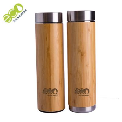 China Natural Stainless Steel Bamboo Thermos Flask 17OZ 500ML Height 24 Cm for sale