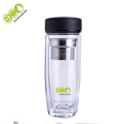 China Egg Shape Double Wall BPA free Glass Drinking Bottles with Lids for sale