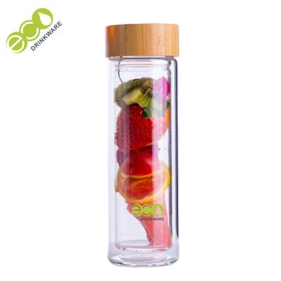 China Adults 500ML Double Wall Glass Bottle With Tea Infuser Easy To Clean Custom Logo for sale