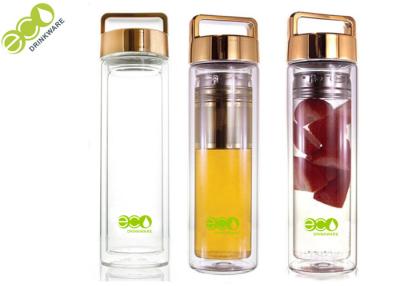 China 450ml Sport  Bamboo Tea Infuser Bottle Double Wall Glass Infuser Bottle for sale