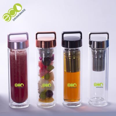 China 450ML 16OZ Unbreakable Glass Water Bottle with silk printing Logo for sale