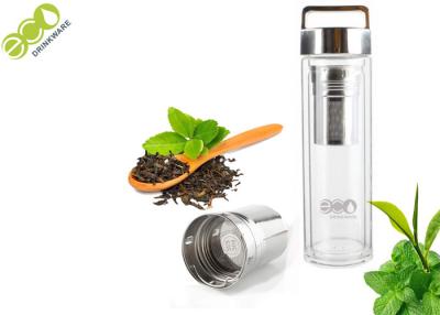 China Adults Drinking Glass And Bamboo Water Bottle / Fruit Infuser Water Bottle for sale