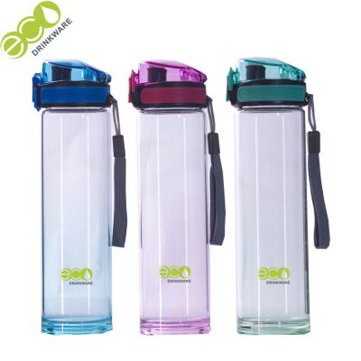 China Fashion Eco Friendly Glass Infuser Water Bottle Easy Clean Flip Top Water Bottle for sale