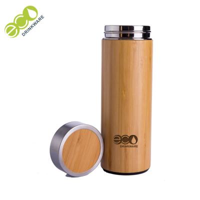 China Natural Stainless Steel Bamboo Water Bottle / Bamboo Tea Bottle 380ML 14OZ for sale