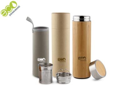 China Portable Bamboo Water Bottle Stainless Steel Thermos Flask for sale