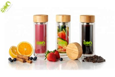 China Commercial Reusable Thermo Double Walled Glass Tea Infuser Water Bottle for sale