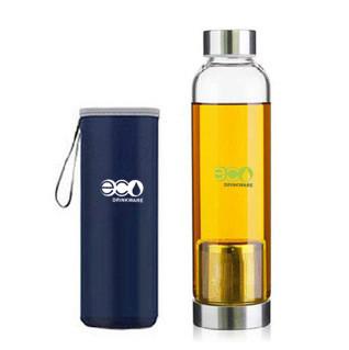 China 550ml Single Wall Water Bottle Glass Tea Tumbler With Infuser for sale