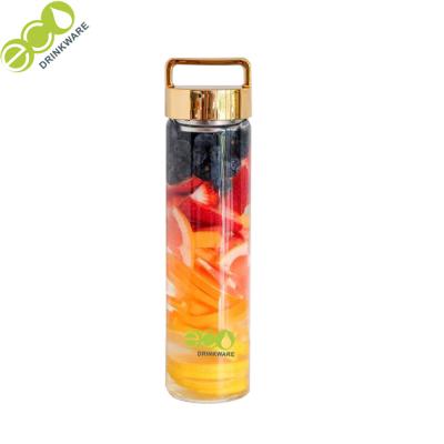 China 600ml Single Wall Glass Water Tea Drink Flask Bottle Custom Print for sale