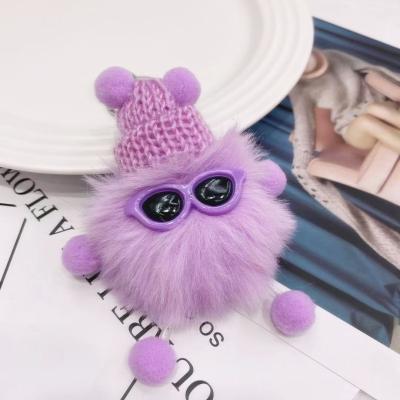 China Cute Fluffy Keychains Doll Keychain Cartoon Pompom Keychain Decoration Promotion Gift Women Charm Cars Key Ring Key Ring Gift Girl Bags for sale