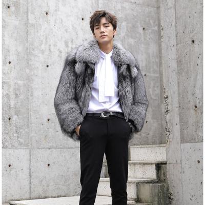 China 2021 New Design New Design Viable Fox Fur Men's Winter Silver Fox Fur Coat for sale