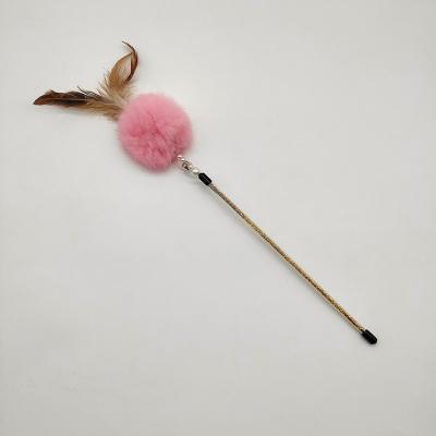 China Viable Viable Classic Feather Pom Cat Toy Magic Wand Stick Riddle OEM Interactive Set for sale