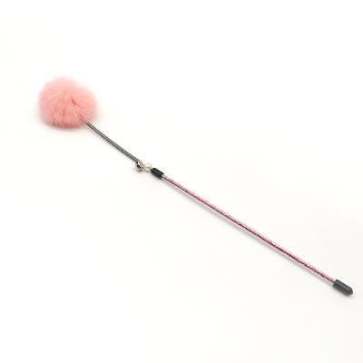 China Viable Replaced Ball Cat Sticks Rabbit Fur Pom Pom Cat Ball Interactive Cat Toys Adjustable Plush Toy for sale