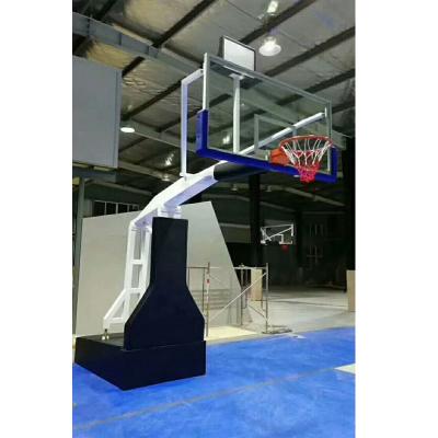 China Hot Sale China Fiberglass Factory Black Hydraulic Basketball Poles Manual Hydraulic Removable Basketball Hoops Stand Exported for sale