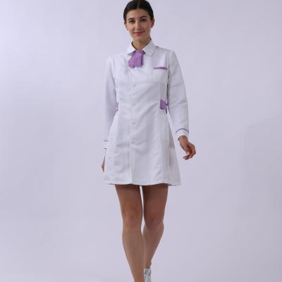 China Hospital Hospital Use Hot Sale Fashion White Long Sleeve Nurse Uniform Dress for sale