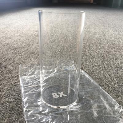 China Decoration / Lighting / Display Extruded Acrylic Clear Round Tube Bottom With End Base And Laser Logo for sale