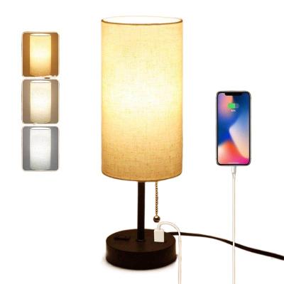 China Modern Bedside Table Lamp 3 Color Options Lamps With Modern Fabric Shade Reading Nightstand Lamps For Living Room for sale