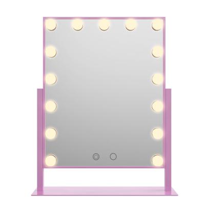 China 2020 popular hollywood frame 15 Blubs LED lighted dimmable mirror light with light for dressing room for sale