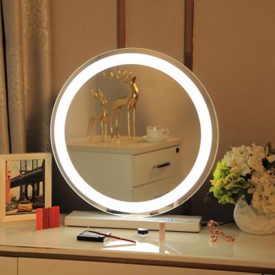 China Hollywood LED Makeup Mirror Rose Gold Light Strip Round Lighted Desktop Vanity Mirror for sale