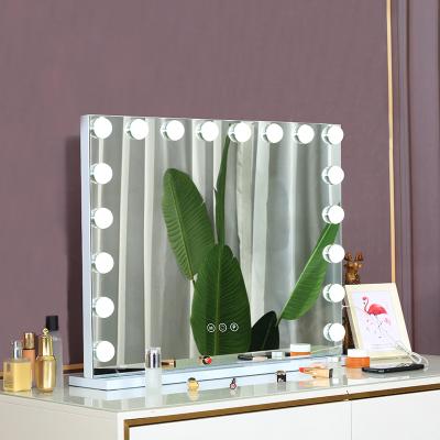 China Hot Selling 18 Bulbs Hollywood Style Lights Large Lighted Vanity Mirror With Dimmer Function for sale