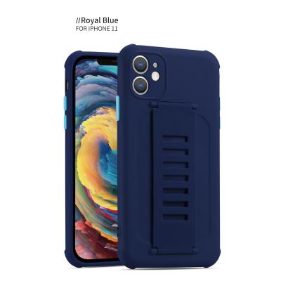 China Muti-function Candy Cool Color TPU Cover Thin Soft Wrist Strap Phone Case For Iphone 11 12 Series Phone Case for sale