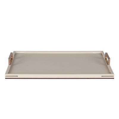 China Hot Selling Stylish Rectangular Tray Elegant Hotel Food Wooden Tray With Handle for sale