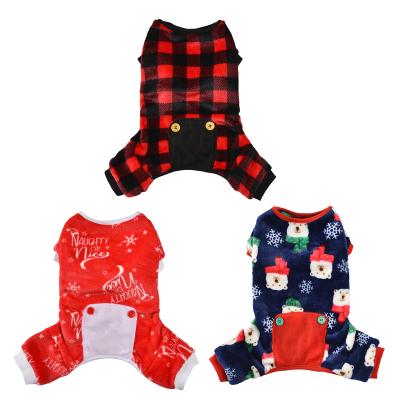 China Wholesale Sustainable Red Pet Pajamas Onesie Dog Pajamas Buffalo Plaid Plaid Dog Pajamas Dogs Christmas Fleece for sale