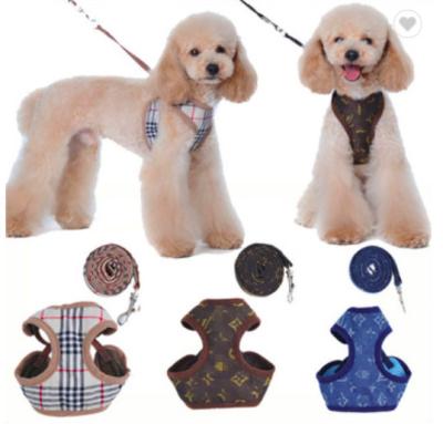 China Durable Adjustable Soft Dog Harness Vest Cotton Plaid Cotton Dog Harness Vest Custom Made Leash for sale