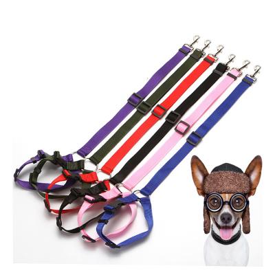 China Hot Selling Viable Amazon Multicolor Nylon Fabric Car Headrest Restraint Adjustable Leashes For Pet Cat Dog for sale